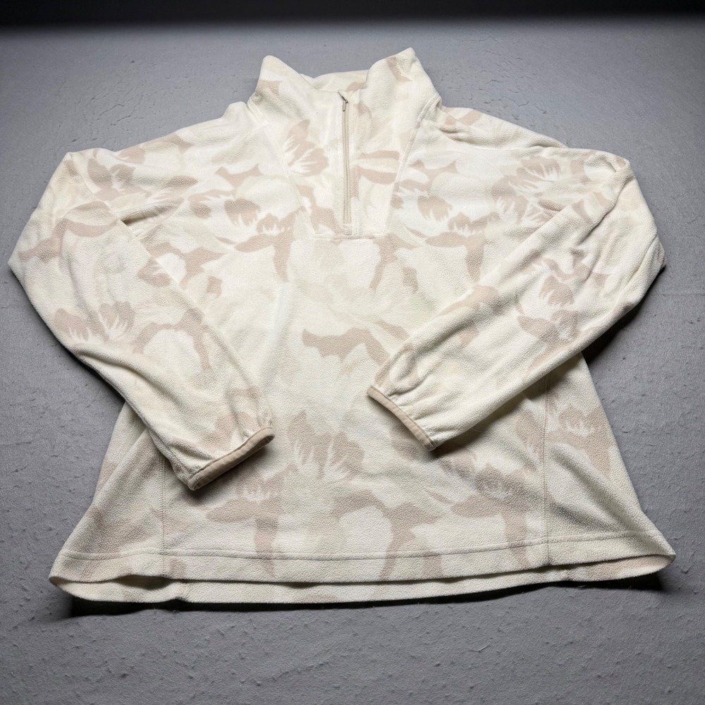 Columbia Fleece Pullover Womens L Cream Glacial IV 1/4 Zip Floral Print XL4651